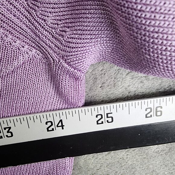 Womens Purple Saks Fifth Avenue 100% Tussah Silk Cardigan Sweater Button Down L - Picture 6 of 8